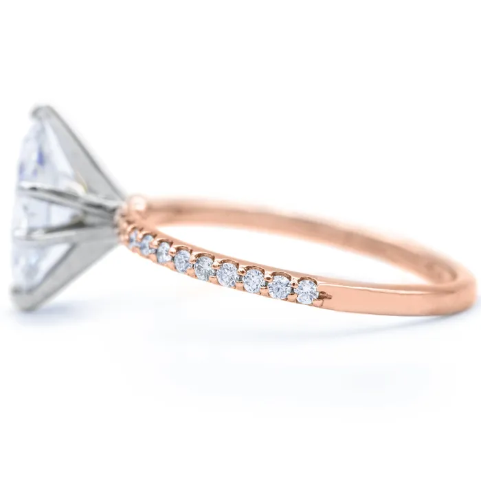 Fire Brilliance Rings Marquise Moissanite 6 Prongs Diamond Accent Ice Solitaire Ring