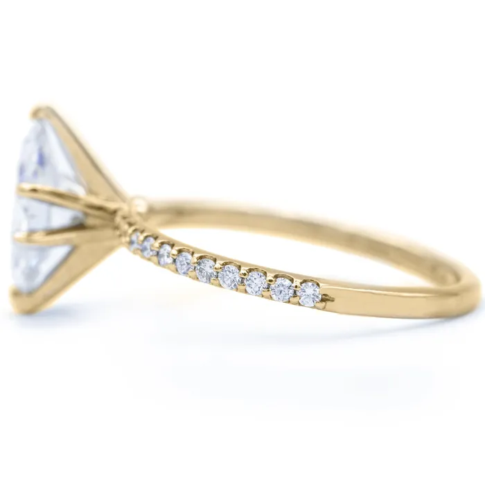 Fire Brilliance Rings Marquise Moissanite 6 Prongs Diamond Accent Ice Solitaire Ring