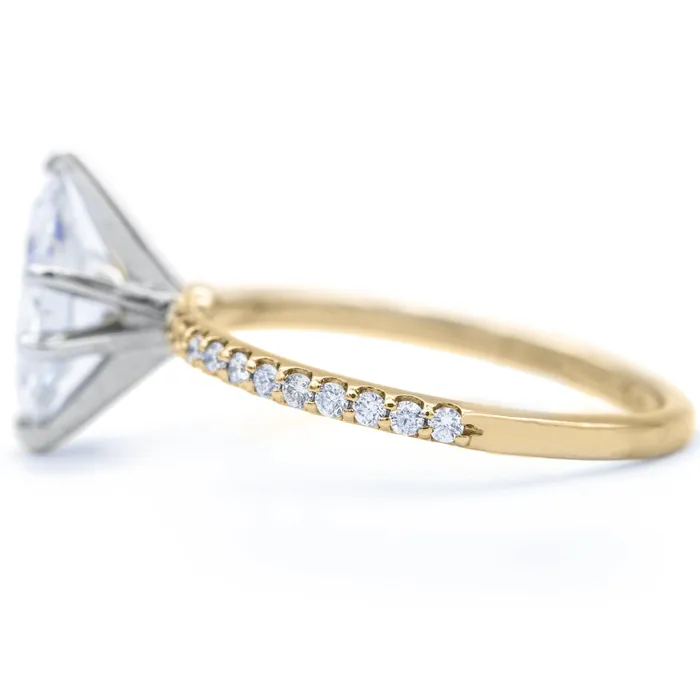Fire Brilliance Rings Marquise Moissanite 6 Prongs Diamond Accent Ice Solitaire Ring