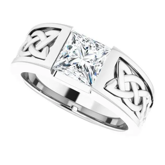Fire Brilliance Rings Matthew PrincessSquare Moissanite Design Channel Ring
