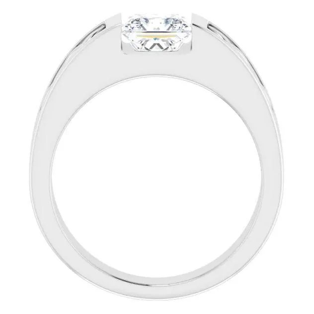 Fire Brilliance Rings Matthew PrincessSquare Moissanite Design Channel Ring