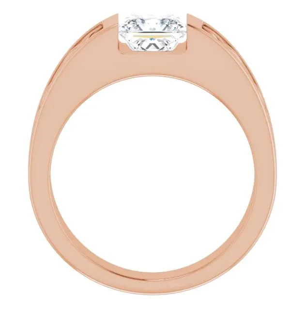 Fire Brilliance Rings Matthew PrincessSquare Moissanite Design Channel Ring
