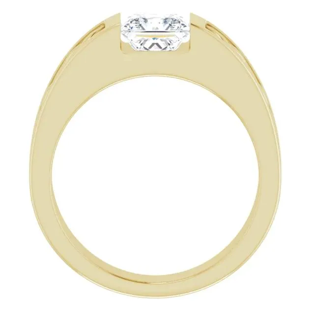 Fire Brilliance Rings Matthew PrincessSquare Moissanite Design Channel Ring