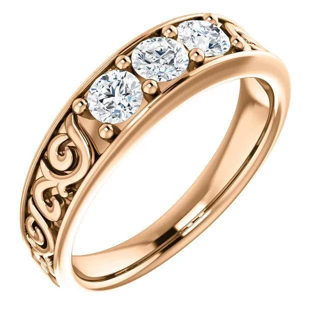 Fire Brilliance Rings Matthew Round 3 Stone Wedding Vintage Ring
