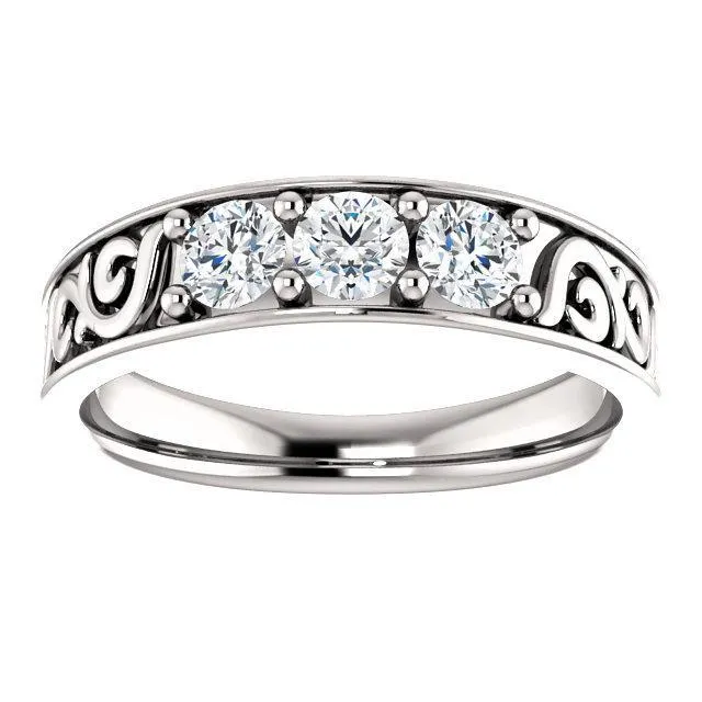 Fire Brilliance Rings Matthew Round 3 Stone Wedding Vintage Ring
