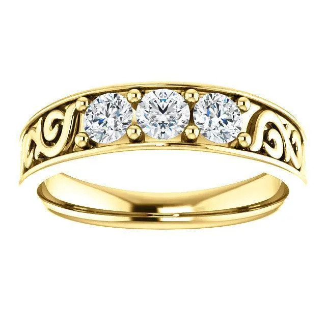 Fire Brilliance Rings Matthew Round 3 Stone Wedding Vintage Ring