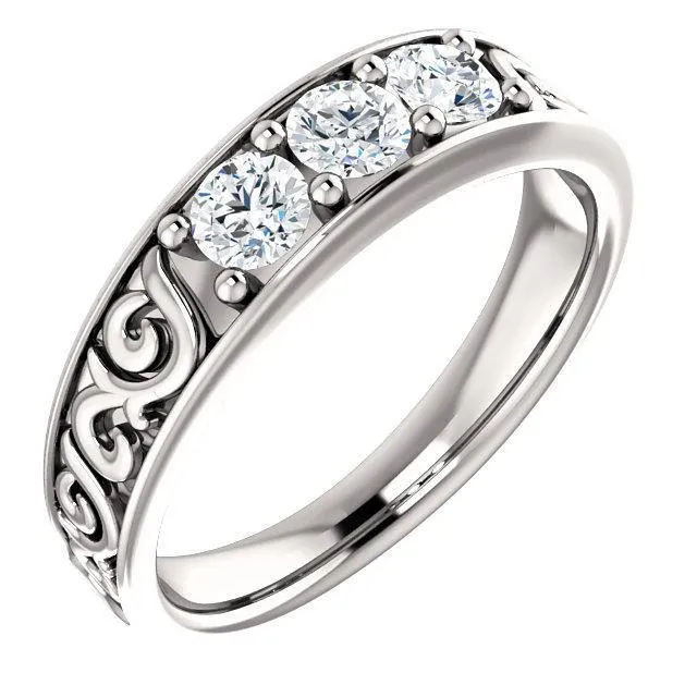 Fire Brilliance Rings Matthew Round 3 Stone Wedding Vintage Ring