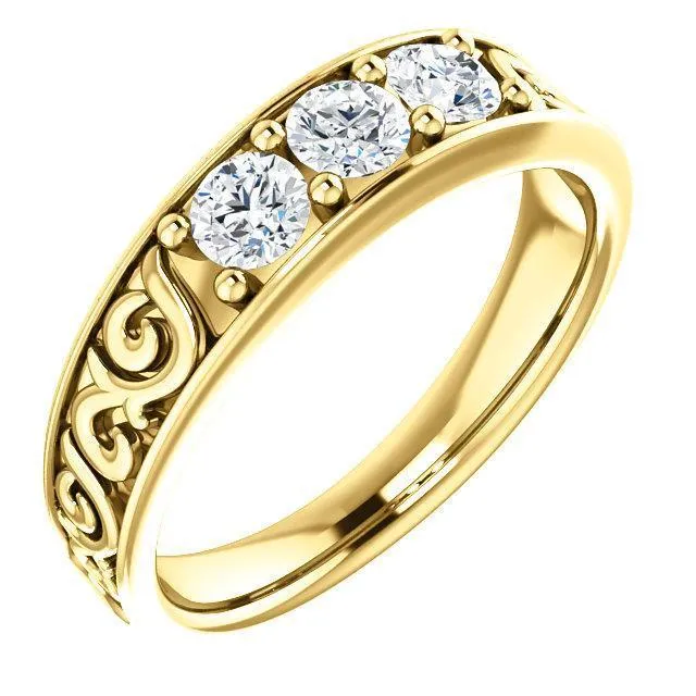 Fire Brilliance Rings Matthew Round 3 Stone Wedding Vintage Ring