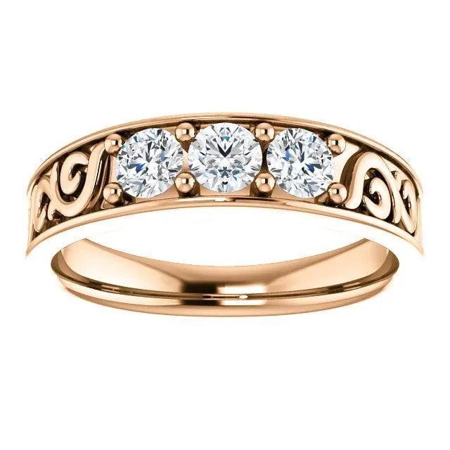 Fire Brilliance Rings Matthew Round 3 Stone Wedding Vintage Ring