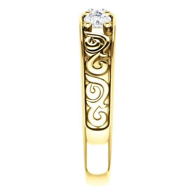 Fire Brilliance Rings Matthew Round 3 Stone Wedding Vintage Ring
