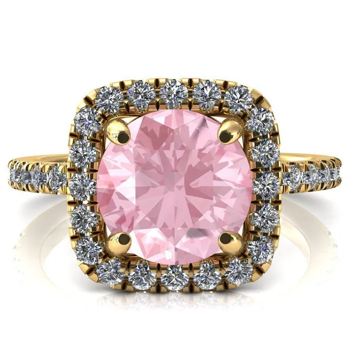 Fire Brilliance Rings Molly Round Pink Sapphire Halo 4 Prong 34 Diamond Eternity Engagement Ring