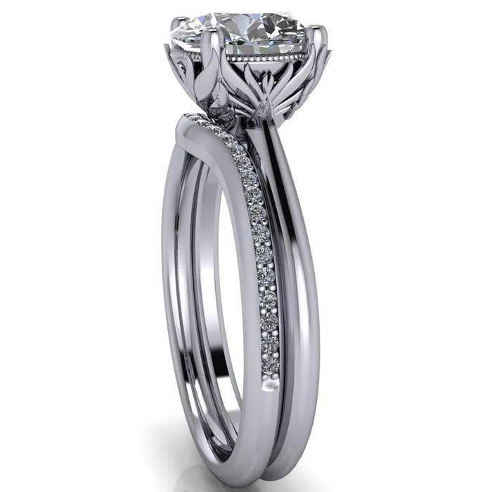 Fire Brilliance Rings Natasha Round Center Stone Phoenix Wings of Fire Basket Ring