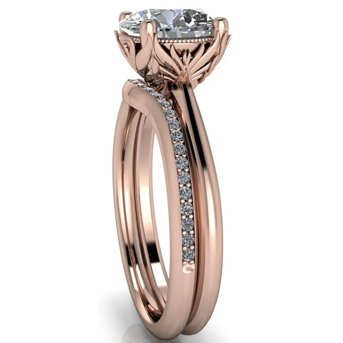 Fire Brilliance Rings Natasha Round Center Stone Phoenix Wings of Fire Basket Ring