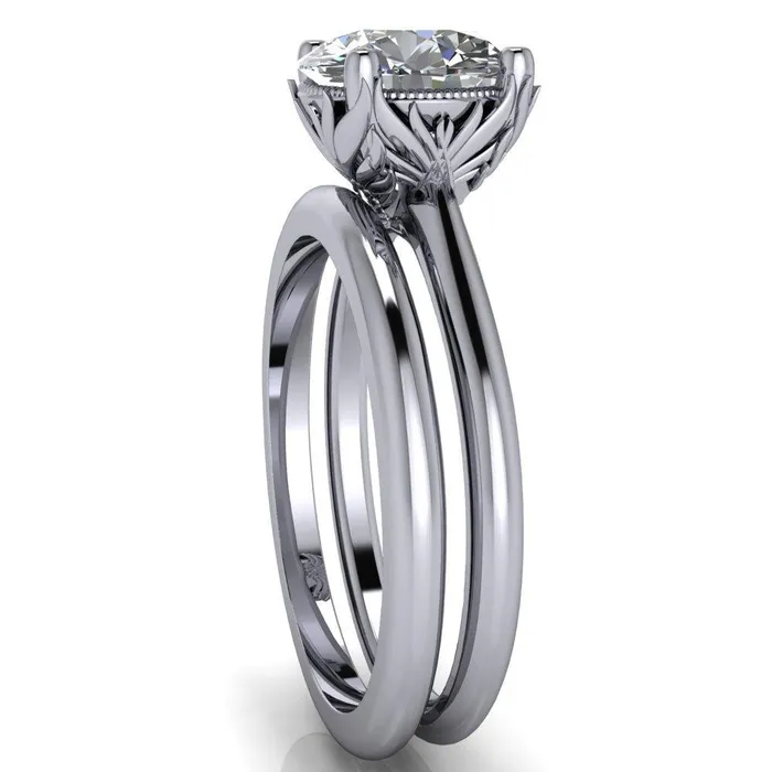 Fire Brilliance Rings Natasha Round Center Stone Phoenix Wings of Fire Basket Ring