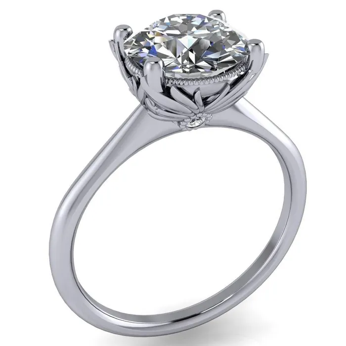 Fire Brilliance Rings Natasha Round Center Stone Phoenix Wings of Fire Basket Ring