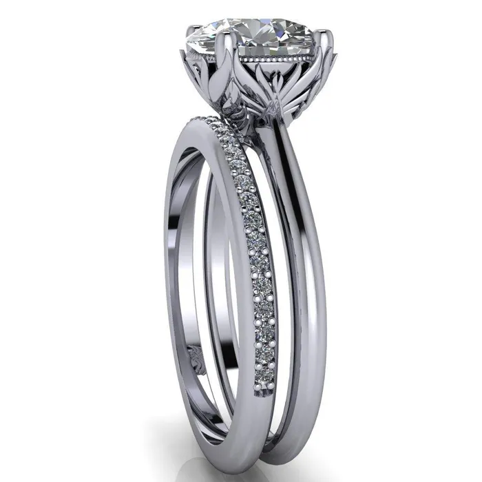 Fire Brilliance Rings Natasha Round Center Stone Phoenix Wings of Fire Basket Ring