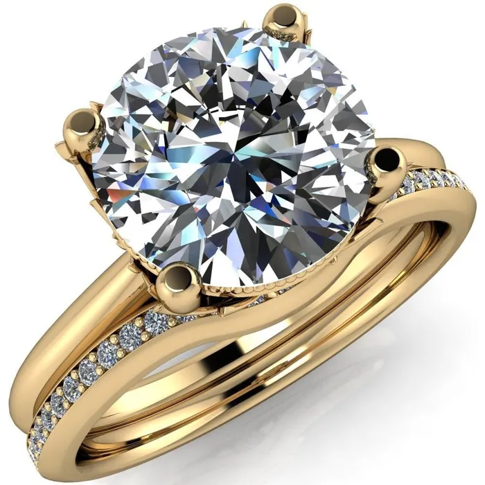 Fire Brilliance Rings Natasha Round Center Stone Phoenix Wings of Fire Basket Ring