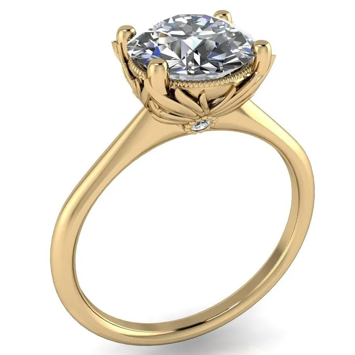 Fire Brilliance Rings Natasha Round Center Stone Phoenix Wings of Fire Basket Ring