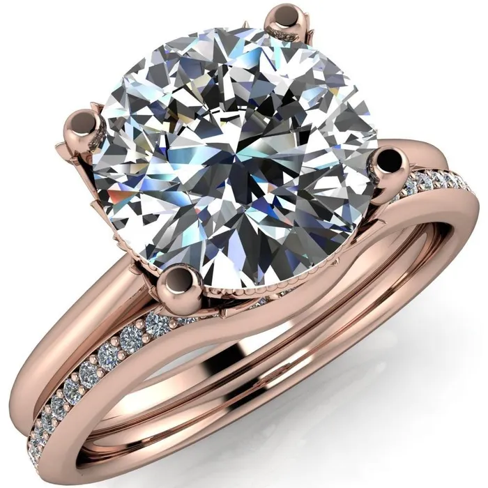 Fire Brilliance Rings Natasha Round Center Stone Phoenix Wings of Fire Basket Ring