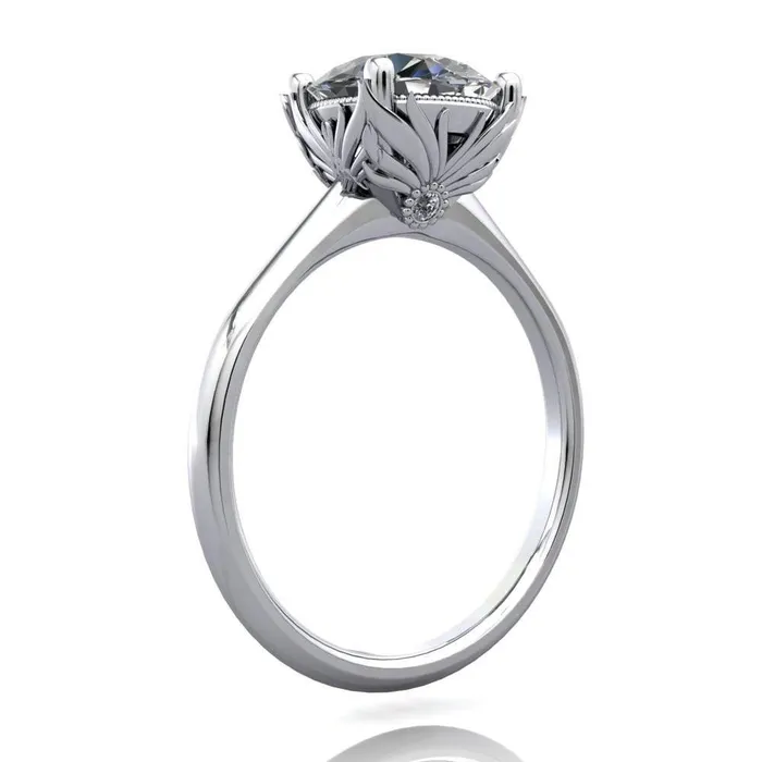 Fire Brilliance Rings Natasha Round Center Stone Phoenix Wings of Fire Basket Ring