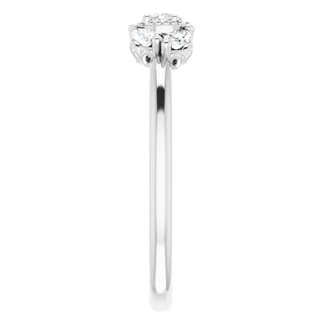 FIRE BRILLIANCE Rings Pear Gemstone Milgrain with Marquise LabGrown Diamond Accent Ring
