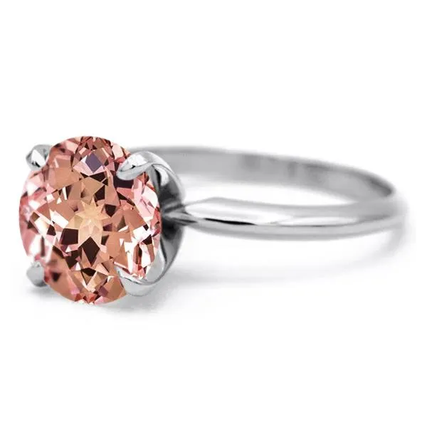 Fire Brilliance Rings Round Champagne Sapphire Platinum 4 Prongs Solitaire Ring