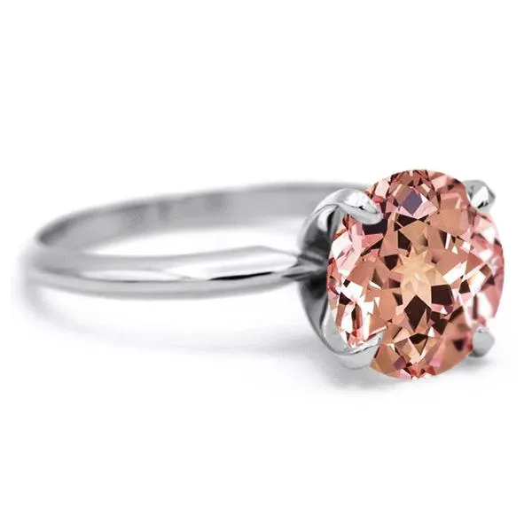 Fire Brilliance Rings Round Champagne Sapphire Platinum 4 Prongs Solitaire Ring