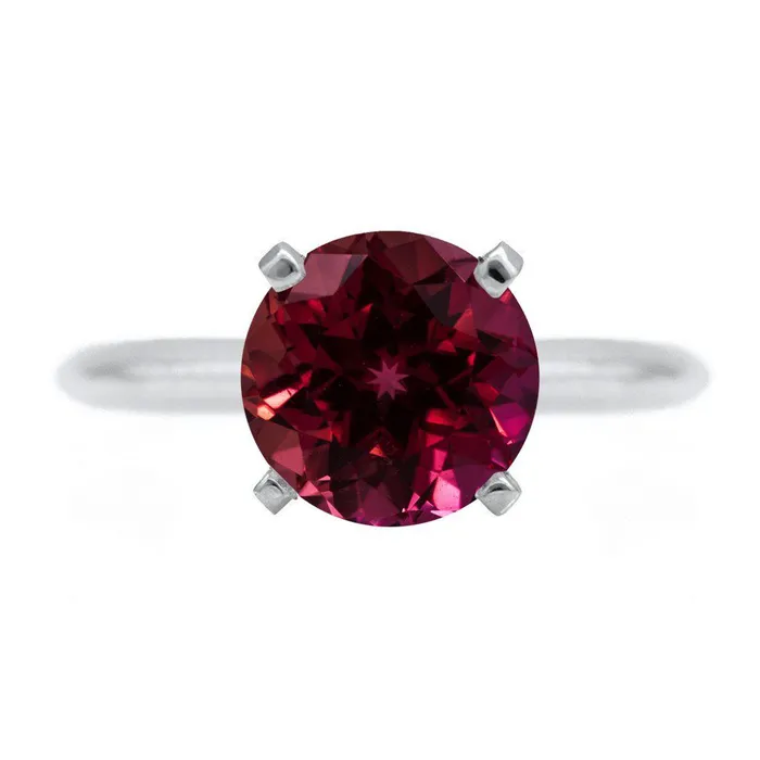 Fire Brilliance Rings Round Ruby 14K or 18K White Gold 4 Prongs Solitaire Ring Fire Brilliance Rings Round Ruby 14K or 18K White Gold 4 Prongs Solitaire Ring