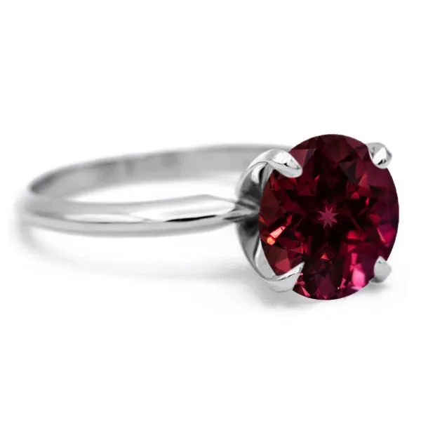 Fire Brilliance Rings Round Ruby 14K or 18K White Gold 4 Prongs Solitaire Ring