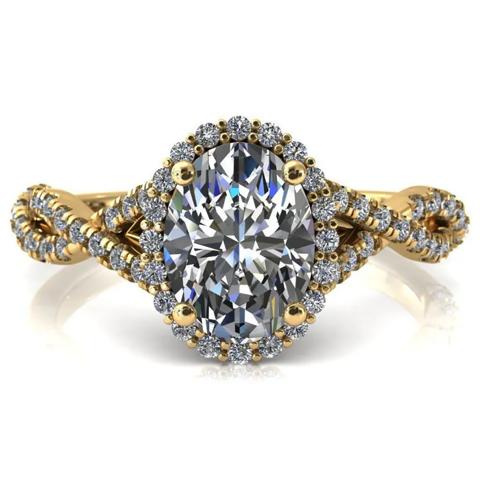 Fire Brilliance Rings Sacha Oval Center Stone 4 Prong 12 Micropav Infinity Shank Engagement Ring