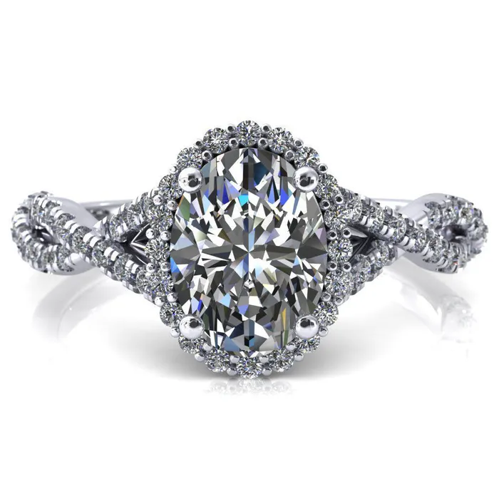 Fire Brilliance Rings Sacha Oval Center Stone 4 Prong 12 Micropav Infinity Shank Engagement Ring