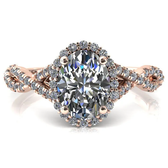 Fire Brilliance Rings Sacha Oval Center Stone 4 Prong 12 Micropav Infinity Shank Engagement Ring