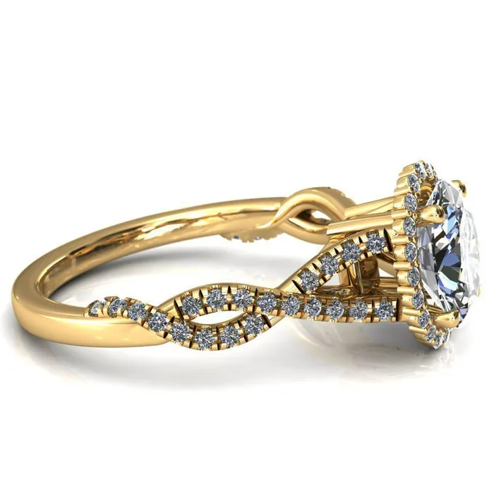 Fire Brilliance Rings Sacha Oval Center Stone 4 Prong 12 Micropav Infinity Shank Engagement Ring