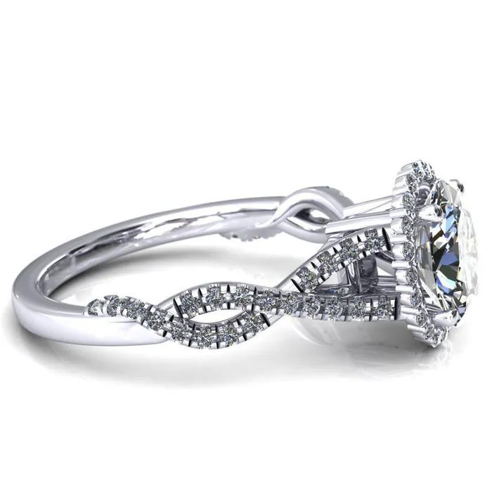 Fire Brilliance Rings Sacha Oval Center Stone 4 Prong 12 Micropav Infinity Shank Engagement Ring