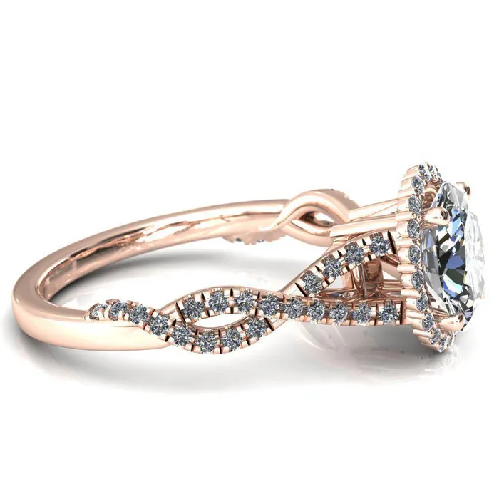 Fire Brilliance Rings Sacha Oval Center Stone 4 Prong 12 Micropav Infinity Shank Engagement Ring