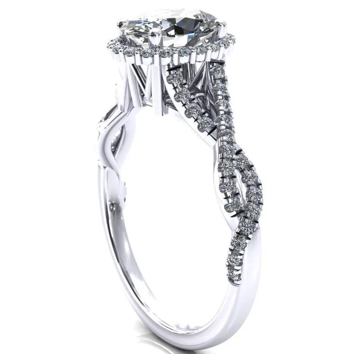 Fire Brilliance Rings Sacha Oval Center Stone 4 Prong 12 Micropav Infinity Shank Engagement Ring