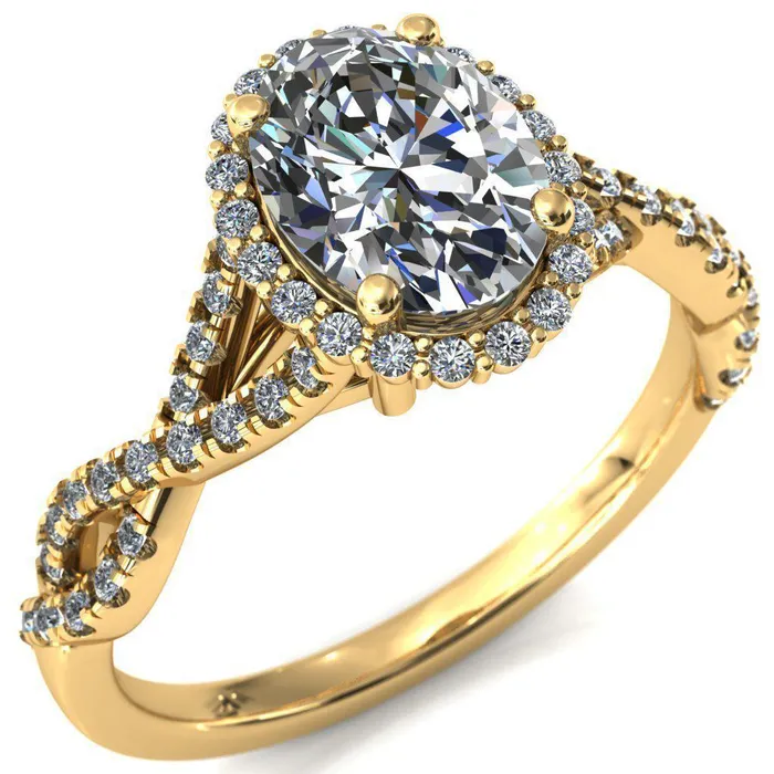Fire Brilliance Rings Sacha Oval Center Stone 4 Prong 12 Micropav Infinity Shank Engagement Ring