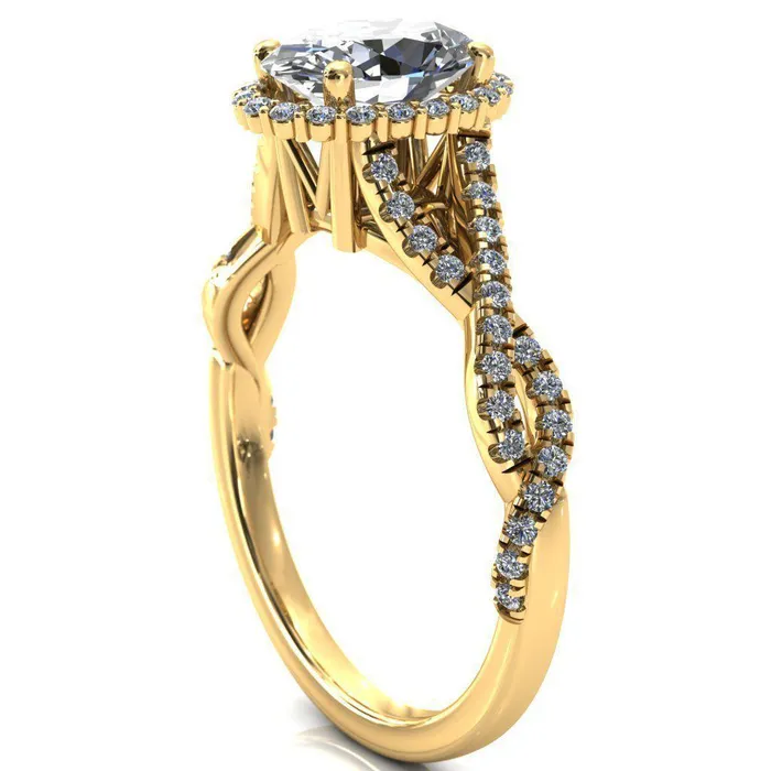 Fire Brilliance Rings Sacha Oval Center Stone 4 Prong 12 Micropav Infinity Shank Engagement Ring