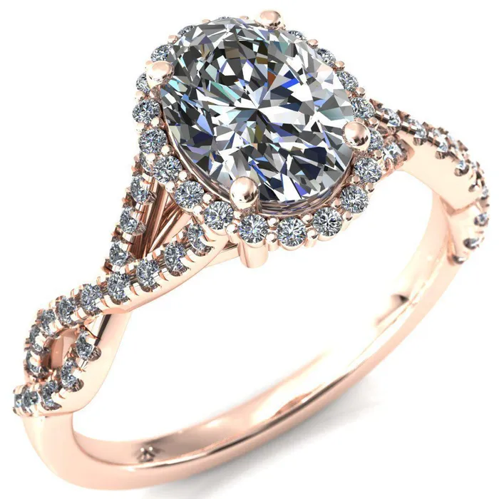 Fire Brilliance Rings Sacha Oval Center Stone 4 Prong 12 Micropav Infinity Shank Engagement Ring