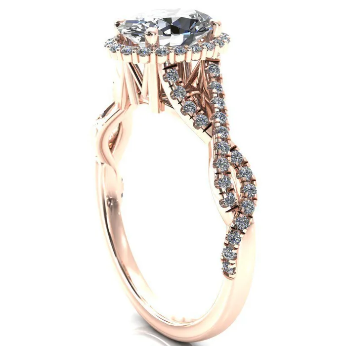 Fire Brilliance Rings Sacha Oval Center Stone 4 Prong 12 Micropav Infinity Shank Engagement Ring