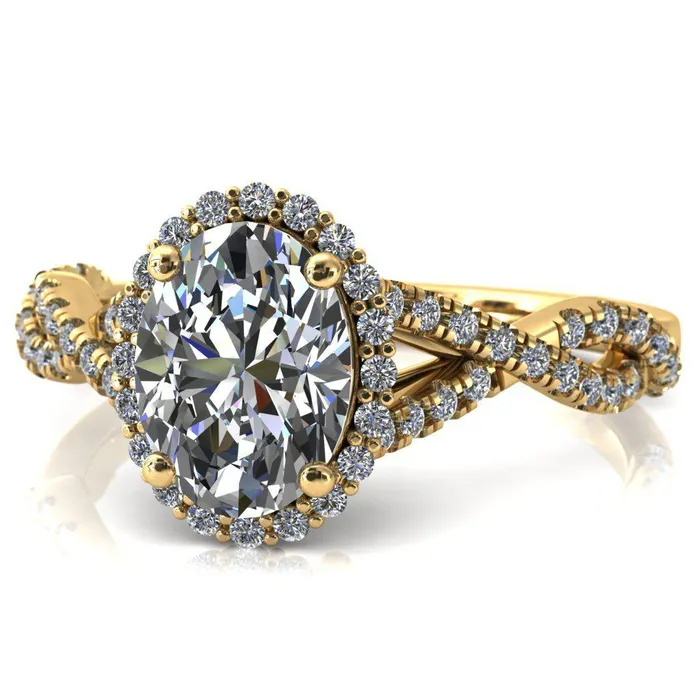 Fire Brilliance Rings Sacha Oval Center Stone 4 Prong 12 Micropav Infinity Shank Engagement Ring