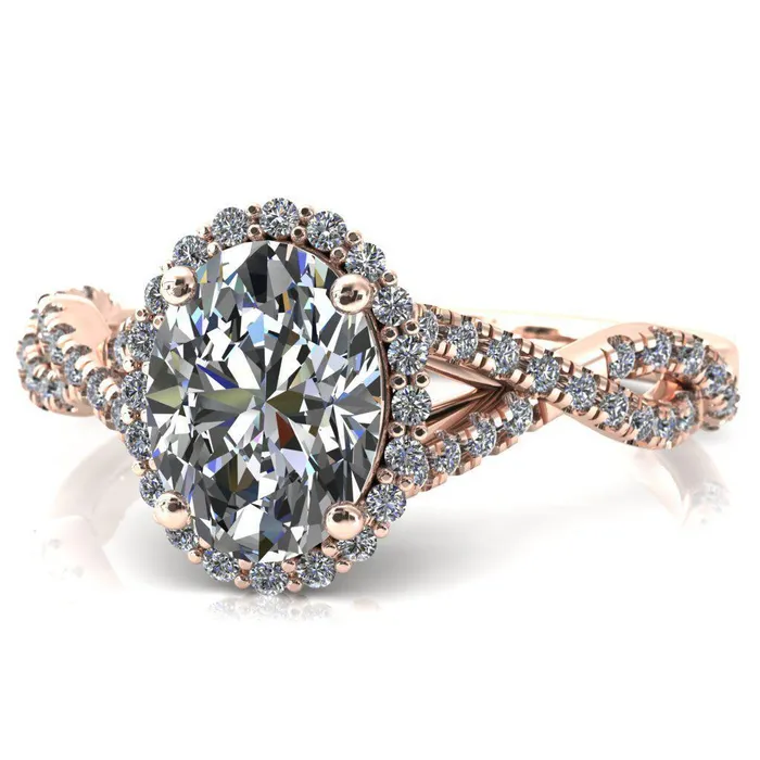 Fire Brilliance Rings Sacha Oval Center Stone 4 Prong 12 Micropav Infinity Shank Engagement Ring