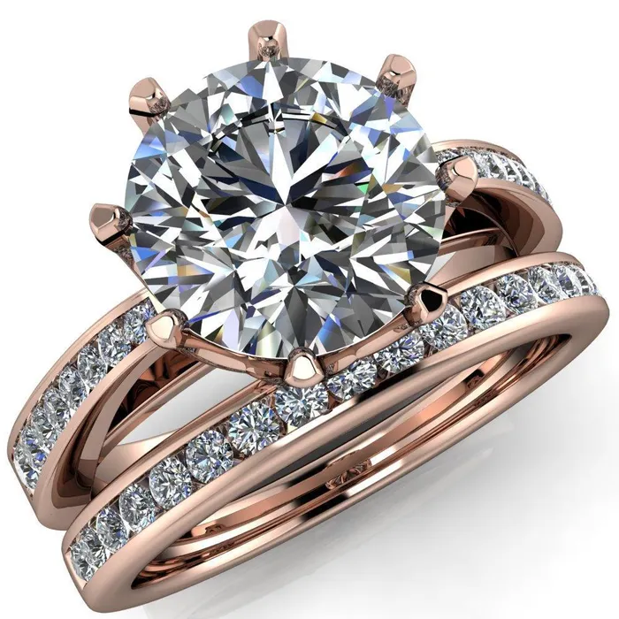 Fire Brilliance Rings Tiana Round Center Stone 6Prong Crown Design Setting Ring