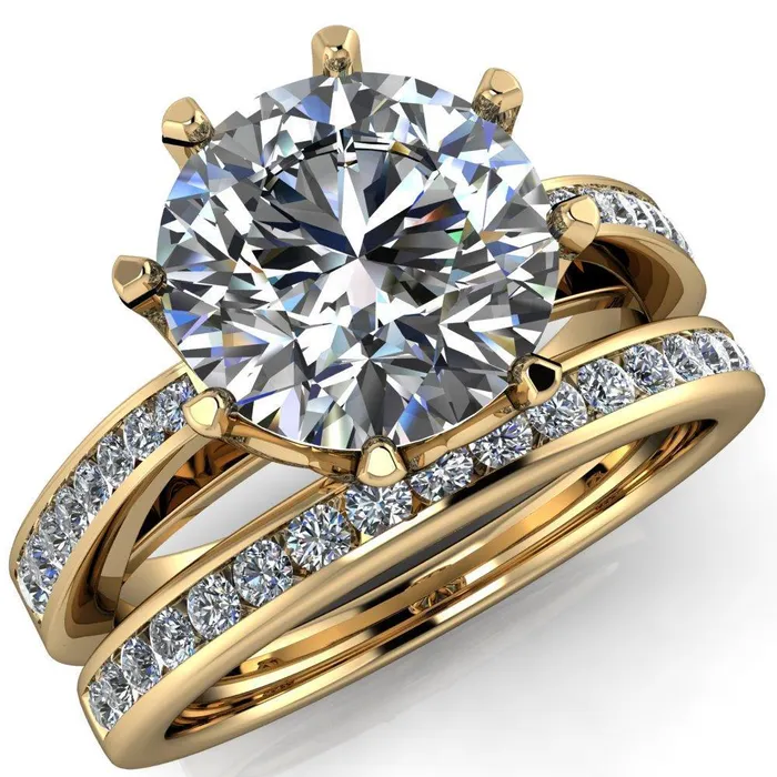 Fire Brilliance Rings Tiana Round Center Stone 6Prong Crown Design Setting Ring