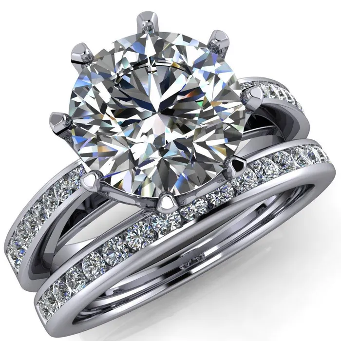 Fire Brilliance Rings Tiana Round Center Stone 6Prong Crown Design Setting Ring