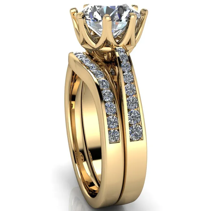 Fire Brilliance Rings Tiana Round Center Stone 6Prong Crown Design Setting Ring