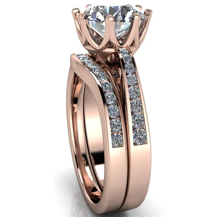 Fire Brilliance Rings Tiana Round Center Stone 6Prong Crown Design Setting Ring