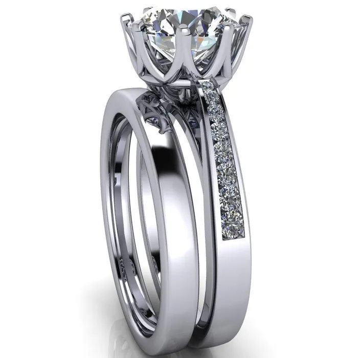 Fire Brilliance Rings Tiana Round Center Stone 6Prong Crown Design Setting Ring