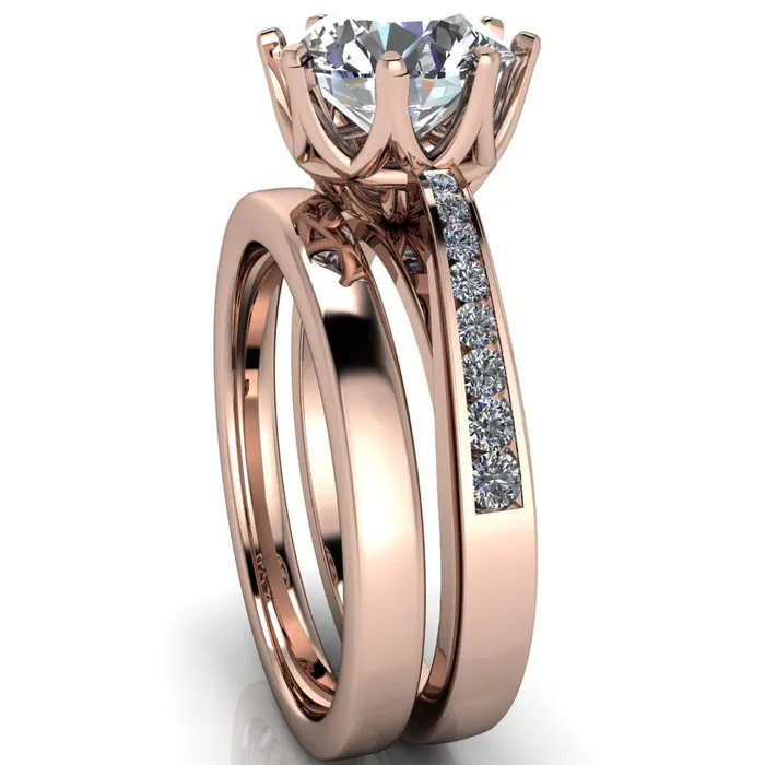 Fire Brilliance Rings Tiana Round Center Stone 6Prong Crown Design Setting Ring