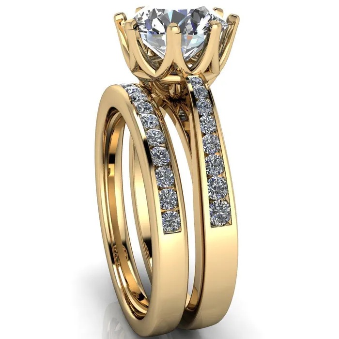 Fire Brilliance Rings Tiana Round Center Stone 6Prong Crown Design Setting Ring